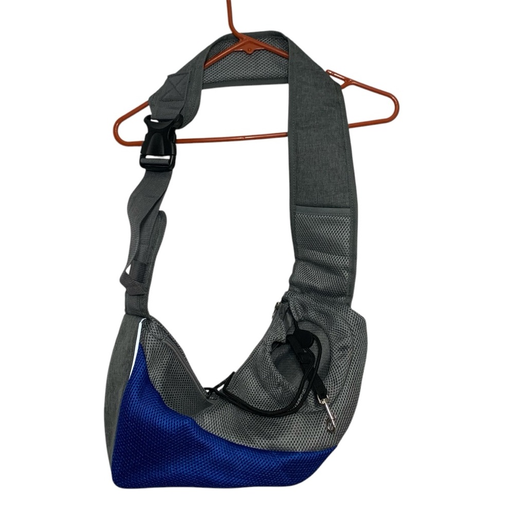 Pet Sling Carrier Breathable Hand Free Adjustable Under 5 lbs, Blue NEW